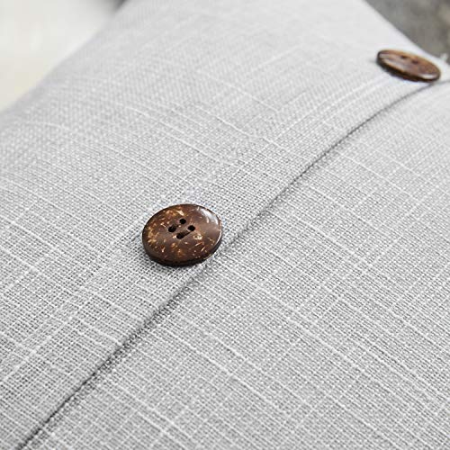 Western Home Wh Set Of 2 Farmhouse Throw Pillow Covers, Triple Button Vintage Cushion Covers, Farmhouse Decorative Pillow Covers For Couch Sofa Bed 18 X 18 Inch 45 X 45 Cm, Light Grey #TOP4