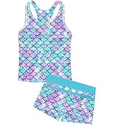 uideazone Girls Swimsuits Two Piece Tankini Sets Bathing Suits Summer Beach Tank Top Boyshort Swi...