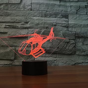Optical Illusion 3D Helicopter Night Light 16 Colors Changing USB Power Remote Control Touch Switch Decor Lamp LED Table Desk Lamp
