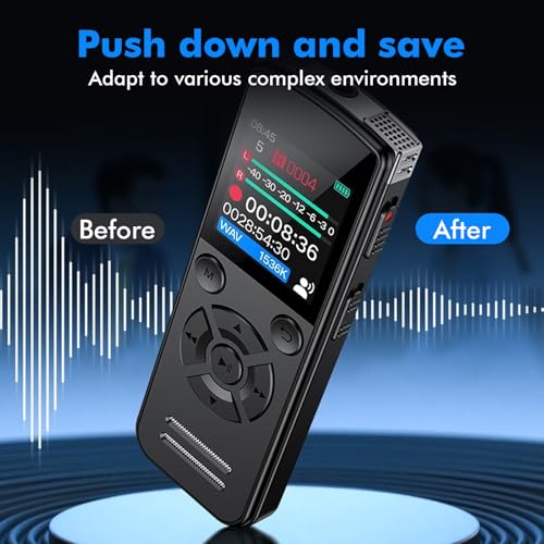 64GB Diktiergerät Digital, Diktiergerät Aufnahmegerä mit Playback, Tragbares USB-C Aufnahmegerät, Digital Voice Recorder, Diktiergerät Mini für Arbeit, Studie, Meetings, Interviews