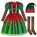 ReliBeauty Elf Costume for Kids Santa Little Helper Kids Christmas Elf Dress Suit for Girls 6-7/130