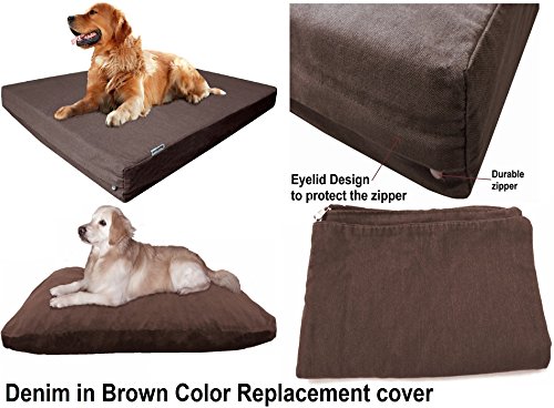 Dogbed4less 40X35X4 Inches Extra Large Size Brown Color Denim Jean Dog Pet Bed External Zipper Cover - Replacement Cover… - Image 6