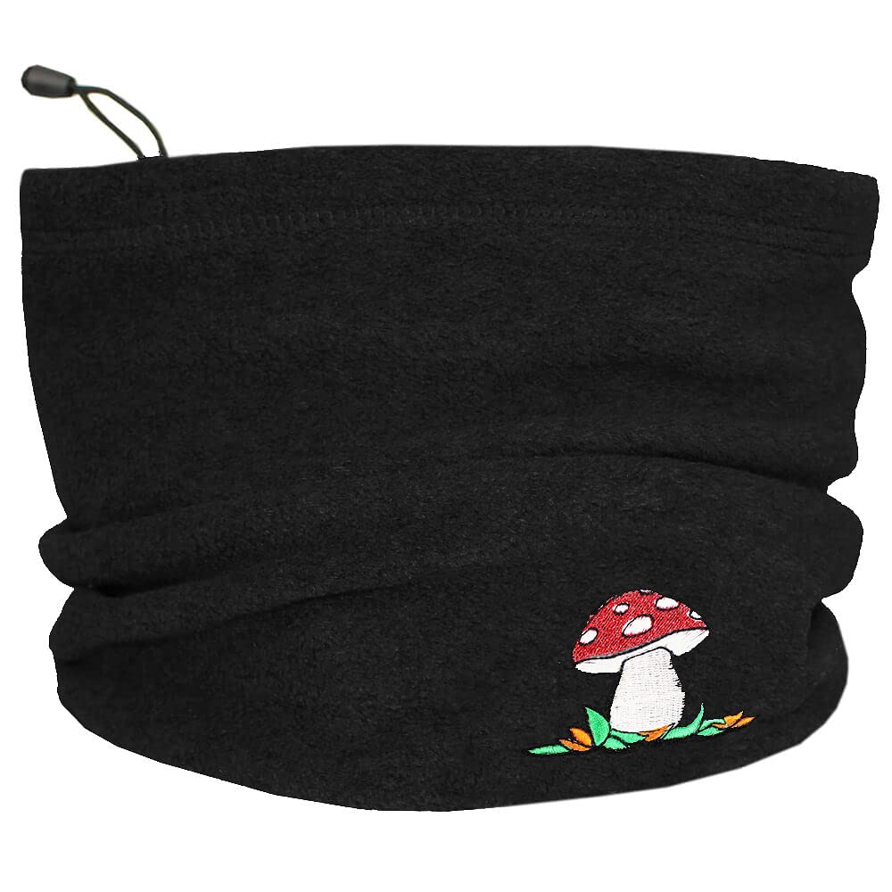 TeddyT's Embroidered Toadstool Thermal Fleece Adjustable Snood (Black)