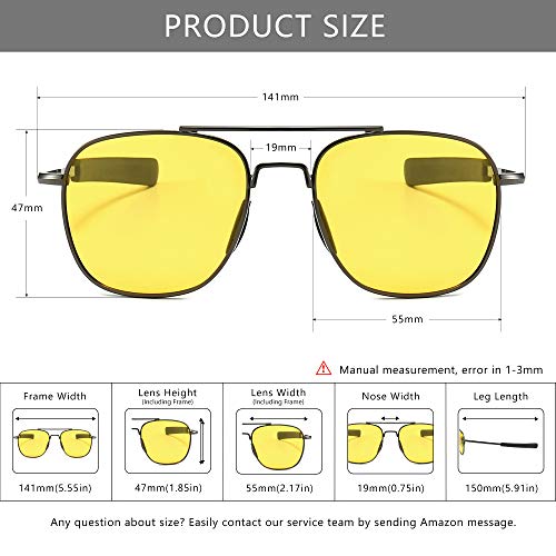 Image of SUNGAIT Men's Military Style Polarized Pilot Aviator Sunglasses - Bayonet Temples
