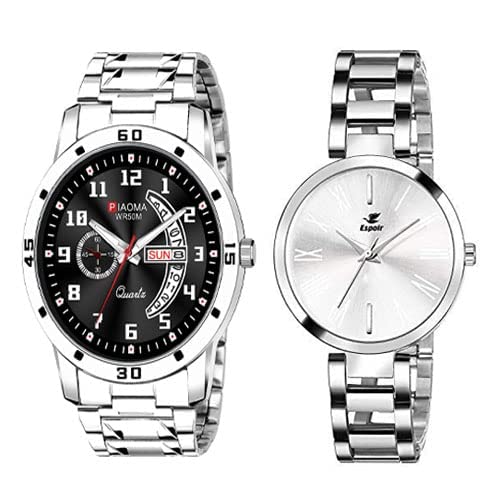 Emmanuel Watch Combo Men & Women in Classic Looks (Black-White) (B0C6GF9ZHP) Amazon Price History, Amazon Price Tracker