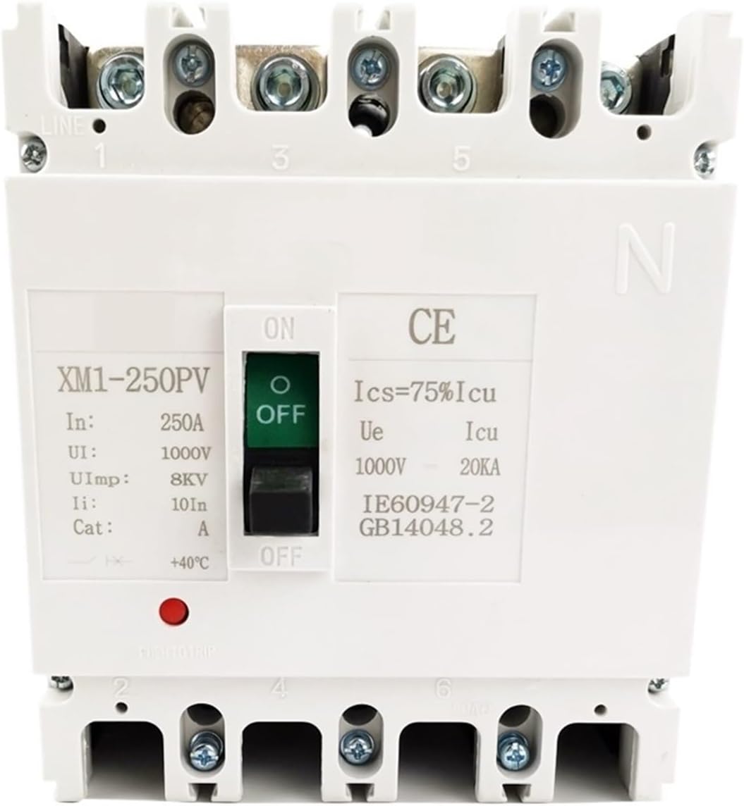 XM1-250PV Moulded Case Circuit Breaker Switch 4P 1000V 160A 180A 200A 225A 250A DC MCCB Solar Battery Main Switch(250A)