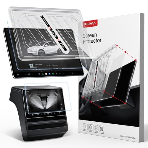 REEVAA 2026 Tesla Model Y Premium & Performance Screen Protector [Anti-Glare & No Fingerprint] 9H Aerospace Tempered Glass for 2026 Model Y Premium & Performance with Alignment Frame Matte 16 Inch
