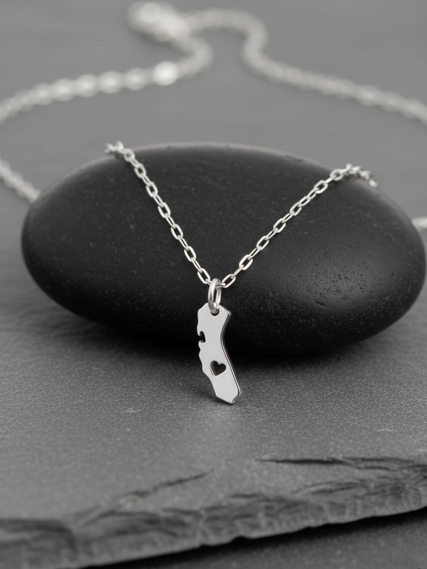 EnCharmed Sterling Silver Heart of California Charm Necklace, West Coast Girl Golden State Pendant Jewelry, 18" - Image 4