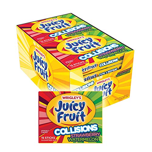 Juicy Fruit Gum Collisions Gum, Strawberry Watermelon, 15 Count (Pack of 10) - SET OF 3
