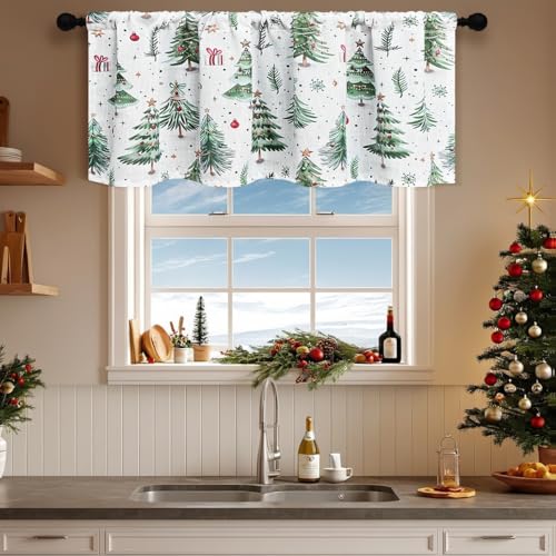 WeeQil Küchen Scheibengardinen Weihnachten Kurz Küche Modern Blickdicht Landhausstil Höhe 60 45 cm Hoch für kleine Fenster Küchenfenster Bistrogardine mit Motiv Weihnachtsbaum HxB 60x140cm WeeQil Küchen Scheibengardinen Weihnachten Kurz Küche Modern Blickdicht Landhausstil Höhe 60 45 cm Hoch für kleine Fenster Küchenfenster Bistrogardine mit Motiv Weihnachtsbaum HxB 60x140cm