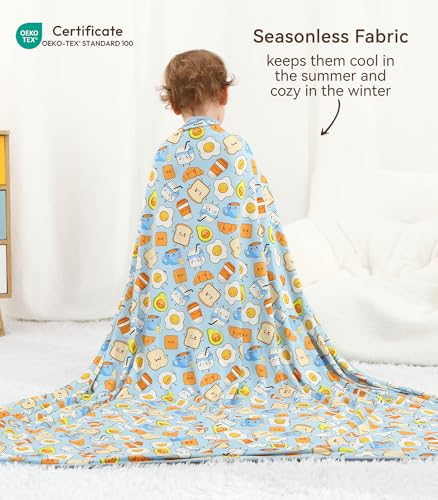 Image of Premium Baby Blankets, Soft Viscose from Bamboo Blanket for Boys and Girls, Nursery Crib Bedding Quilt for Newborn and Toddler, Cooling for Hot Sleepers, 50'' x 50'' Blue Breakfast