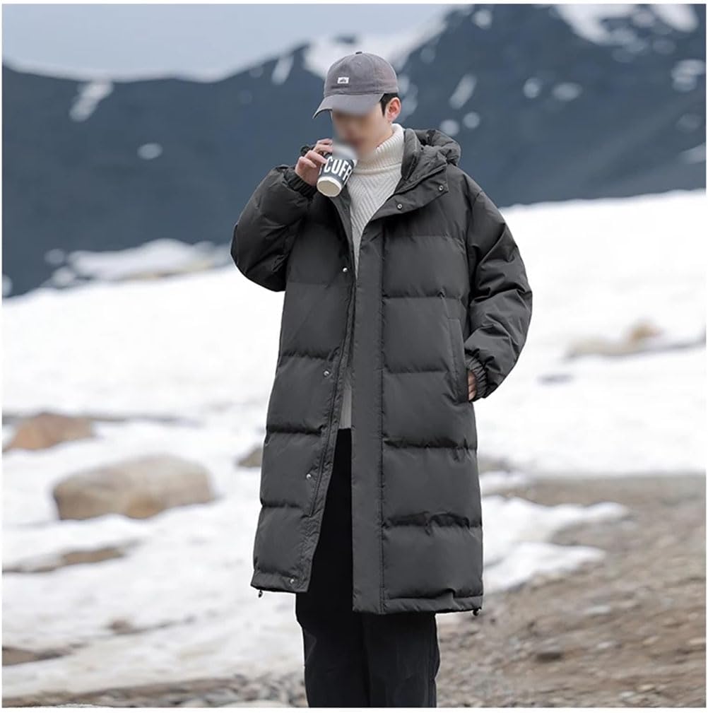 Men's Winter Long Puffer Jacket Hooded Thicken Puffy Down Coats Outdoor Windproof Warm Windbreaker