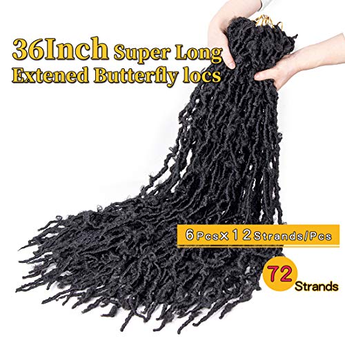 36 Inch Butterfly Locs Crochet Hair 6 Packs Pre Looped Distressed Locs Crochet Braids Messy Bob Butterfly Locs (36 Inch (6Packs), 1B)… #TOP2
