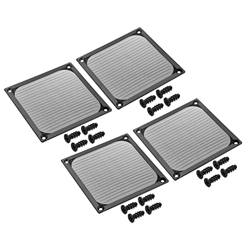 PATIKIL 120mm Fan Filter Grills with Screws, 4 Pack Aluminum Frame Stainless Steel Mesh Dustproof Cover for Computer Case Black