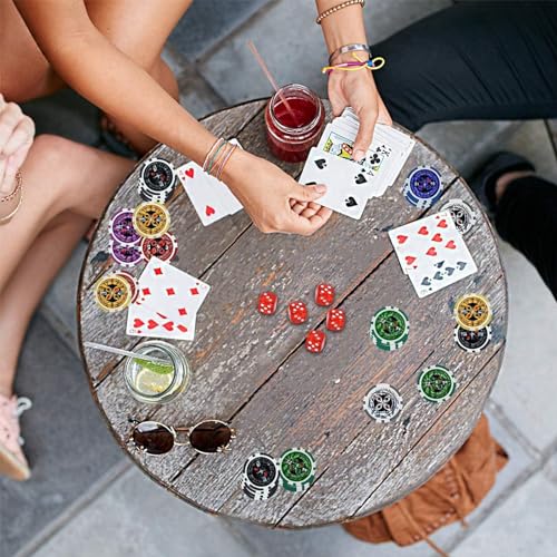 AufuN Pokerkoffer 500 Chips Laser Pokerchips 12 Gramm Metallkern, inkl. 2X Pokerdecks, 5X Würfel, Dealer Button, Big Blind, Little Blind, Poker-Set mit Schwarz Aluminium Gehäuse mit 2 Schlüssel – Bild 8