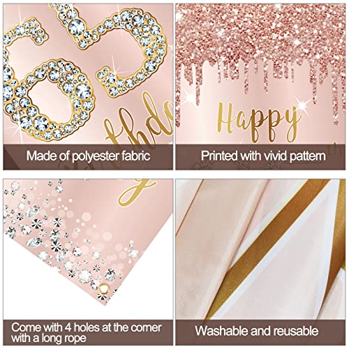 Image of 65th Birthday Decorations Door Banner for Women, Pink Rose Gold Happy 65 Birthday Backdrop Party Supplies, 65 Year Old Birthday Poster Door Cover Sign Decor