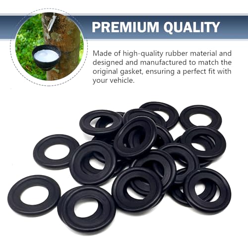 Image of Downhill 25 PCS M12 Oil Drain Plug Gasket, Rubber Crush Washer Seals, Engine Oil Crush Washers, Replace OEM 12616850 3536966, Compatible with Chevy Buick Ford GMC Ca-dillac (Black)