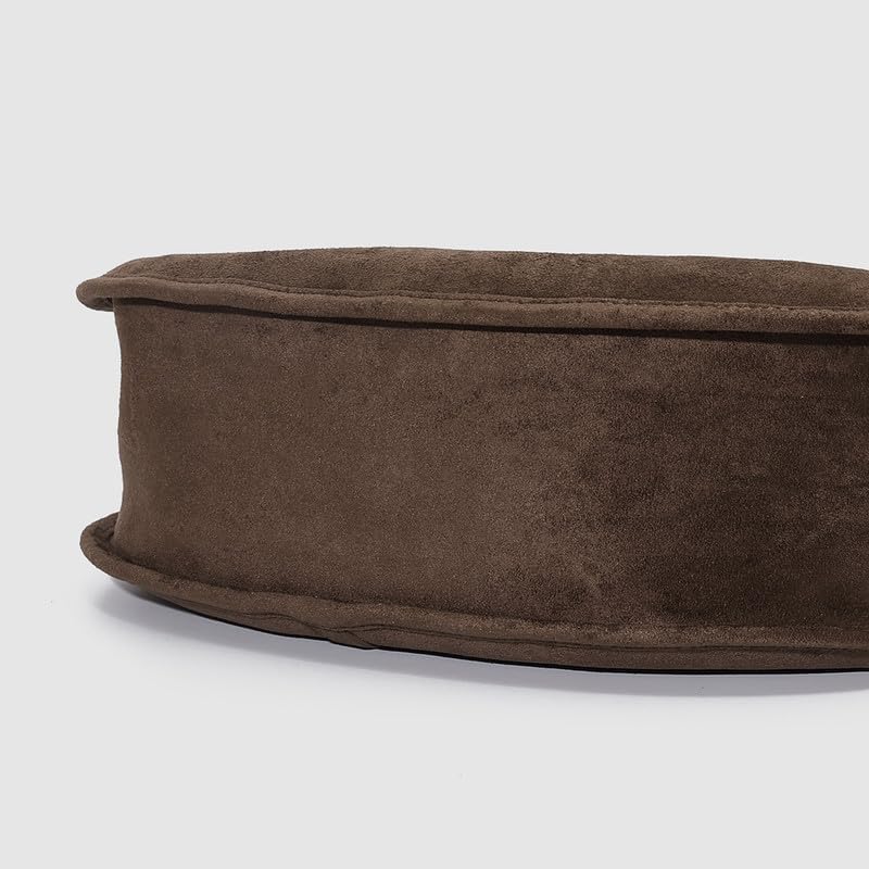 URBAN REVIVO Women Crescent Shoulder Bag Suede Leather Deep Brown Large Capacity for iPad Fall Winter - Image 7