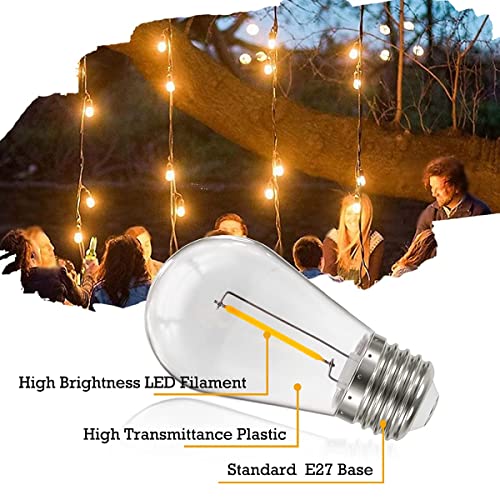 Suncan S14 E27 Edison LED Light Bulb, Vintage Filament Filament Bulb, Clear Plastic, Warm White, 360° Beam Angle - Image 2