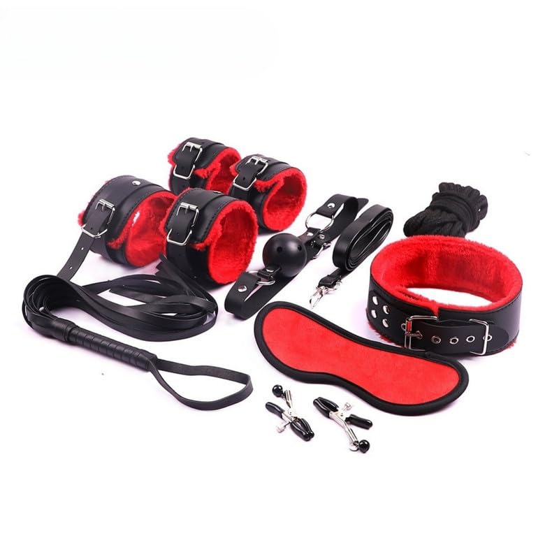 ZeeKoug 8 Piezas de Cuero Rojo Casual Conjunto Yoga práctica Accesorios de Equipo, Juguetes de Alivio del estrés, Entrenamiento Deportivo, Accesorios de Banda de tensión