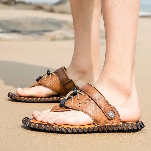 KG7HQRP Men Flip Flops Beach Sandals Man Slippers Casual Shoes Outdoor Light Men Shoes (Color : Brown, Size : 9) (Brown 7.5) - Image 3