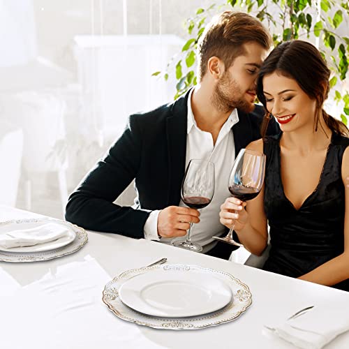 18 Packs Antique White Charger Plates 13 Inch Round Plastic Charger Vintage Embossed Pattern Decorative Plate Chargers Dinner Plate Chargers For Dinner, Party, Wedding, Elegant Tableware Decoration #TOP4