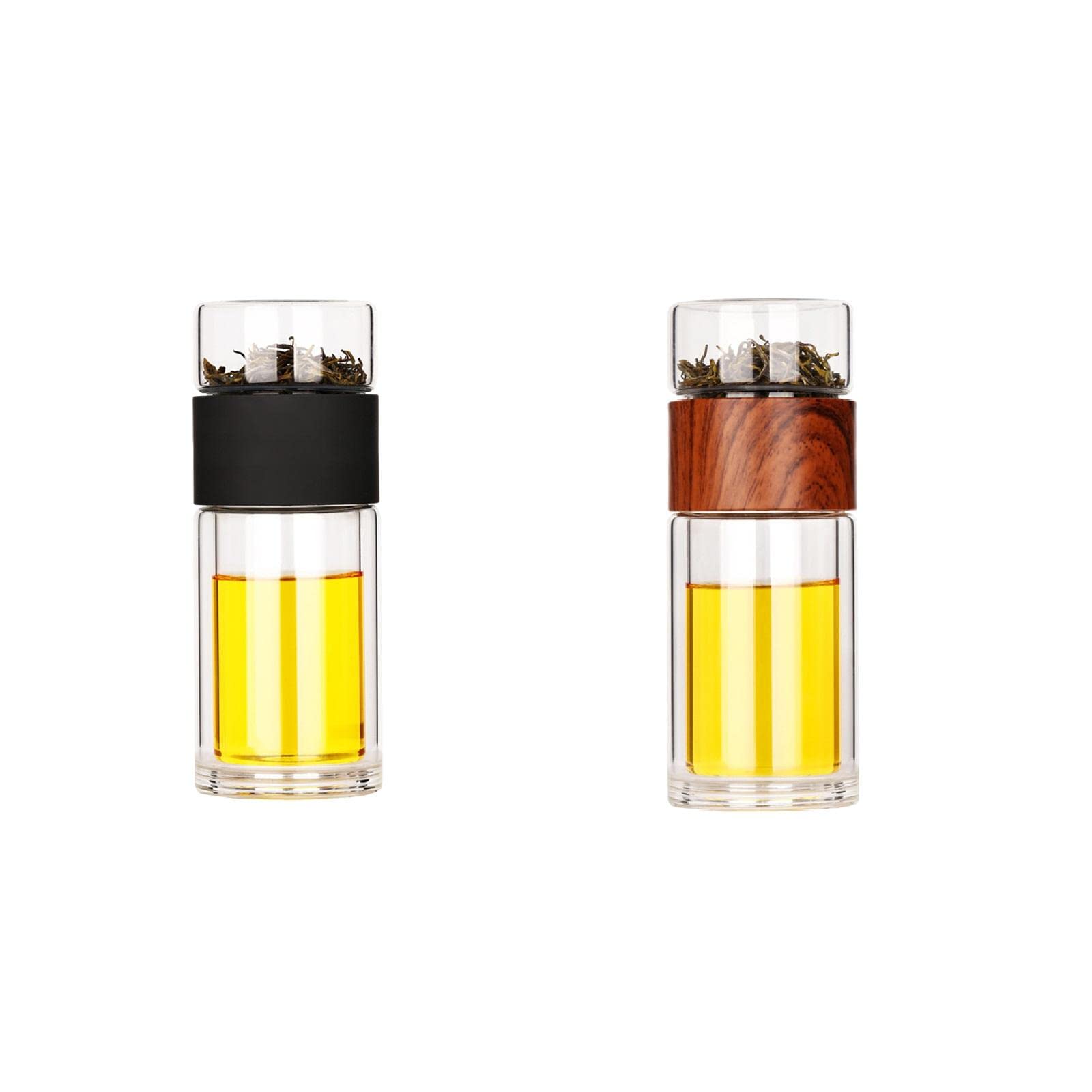 Lot de 2 infuseurs à thé en verre avec filtre - Bouteille d'eau écologique - 360 ml - Plastique de qualité alimentaire