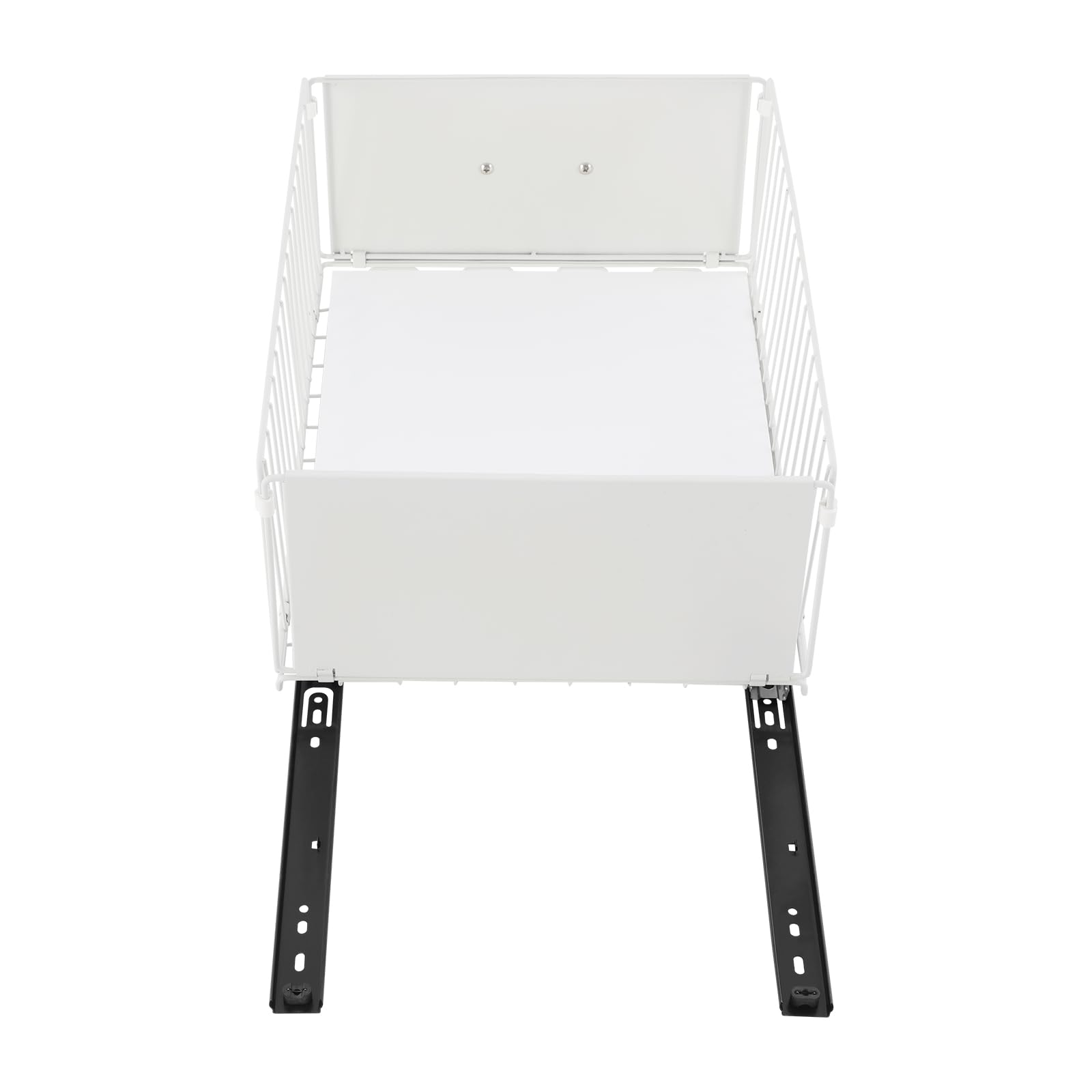 Lot de 2 tiroirs de cuisine télescopiques - Organisateurs de tiroirs extensibles en métal et bois - 40-60 × 30 × 17 cm (15,75-23,62"), tiroir avec amortissement, max. 25 kg, blanc, moderne