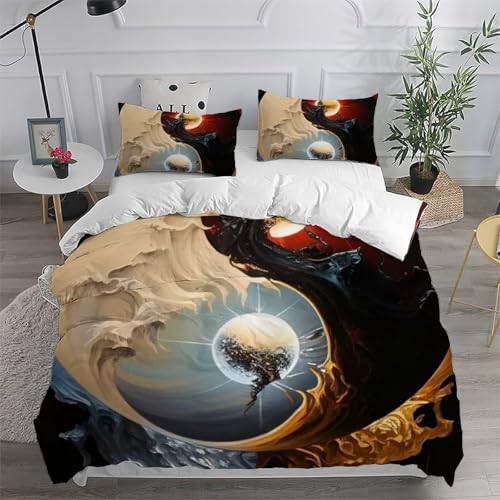 Ensemble 3 pièces Yin Yang impression 3D haute définition pour lit double - 6