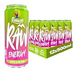 Rubicon RAW 12 Pack Apple & Guava 500ml Energy Drink, 20% Real Fruit Juice, High caffeine with B-Vitamins, Ginseng & Guarana, No Artificial Colours or Flavours, Reduce Tiredness & Boost Energy