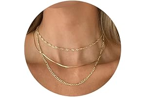 14K Gold Plated Herringbone Necklace Stack