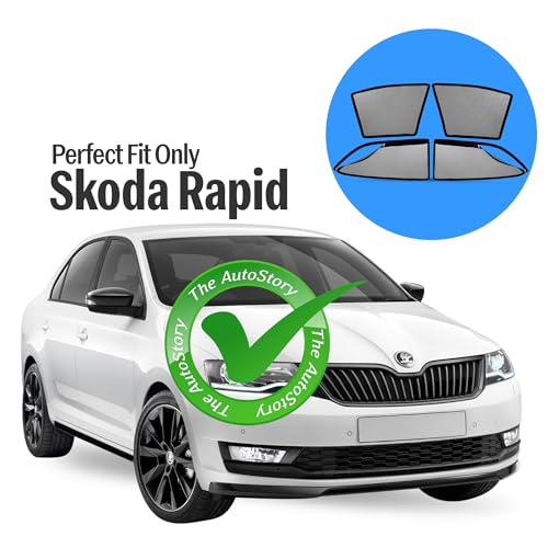 Image of AutoStory Magnetic Car Sunshade for Rapid | Front Half Cut for Mirror Visibility + Rear Full Coverage with Zipper | Heavy Heat & UV Protection | Privacy Side Window Curtains Shades