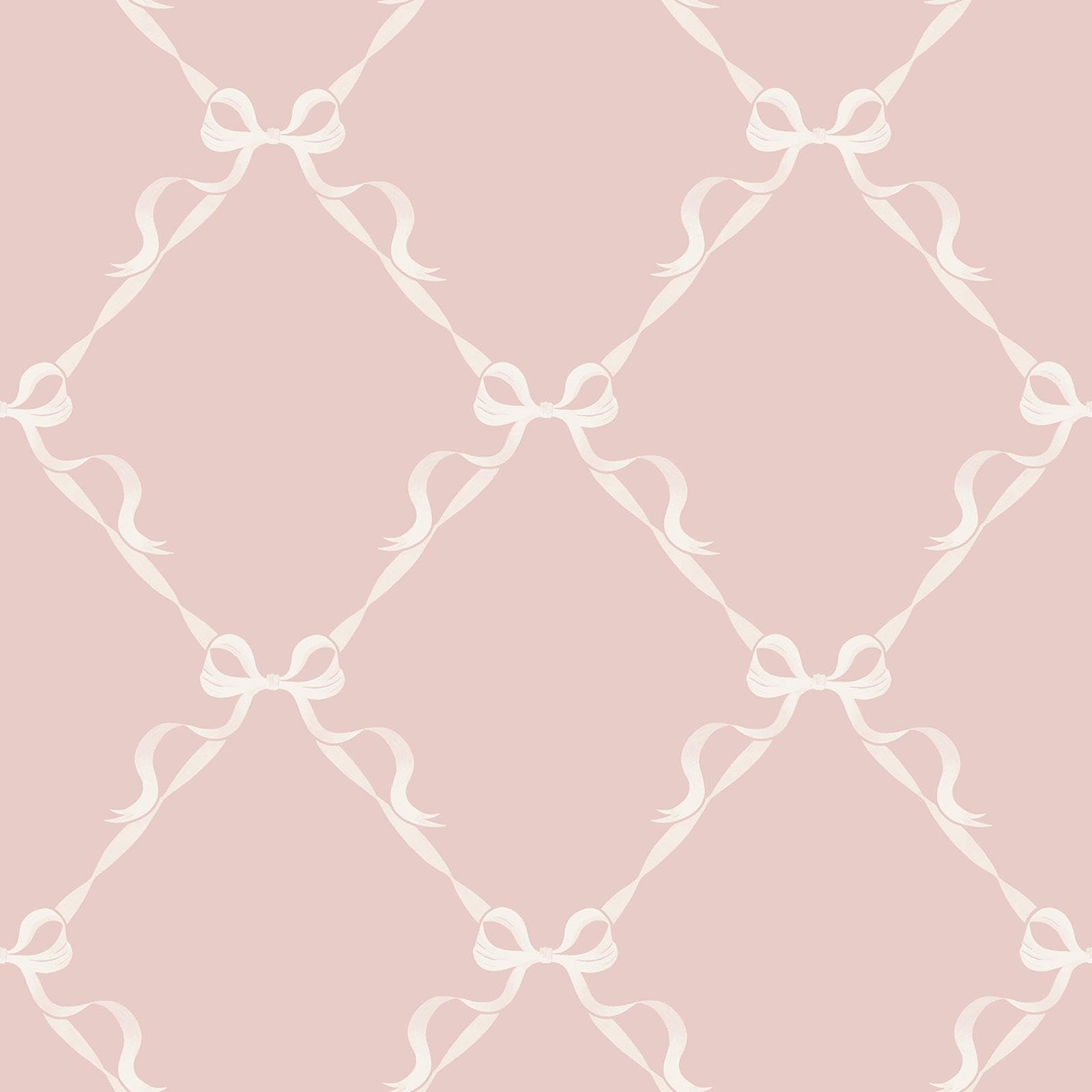 World Of Wallpaper Girls Cream, Pink Tied With A Bow Cute Minimalistic Kids Wallpaper Perfect For Children's Bedrooms, Nurseries, Playrooms Baby ' Wallcovering Cream/Pink 50480