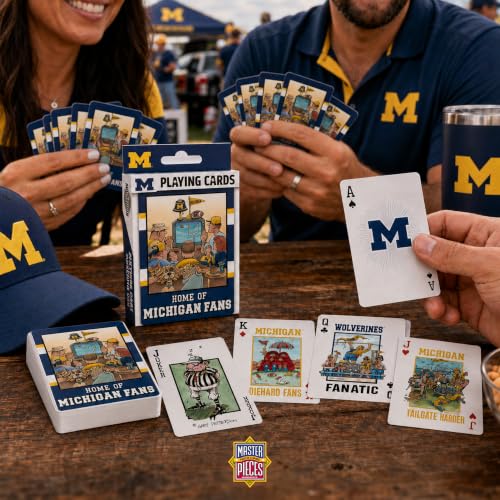 Image of Masterpieces Adult Playing Cards - Michigan Wolverines Fan Deck, 54 Poker Cards