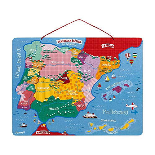 Janod Spanienkarte, magnetisch, Puzzle für Kinder aus Holz, 60 magnetische Teile, Entdecken und Merken, Geographie-Lernspiel, ab 7 Jahren… – Ansicht 3