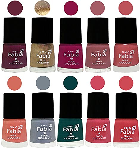Image of ALL IN ONE (PACK OF 10), Long Lasting Glossy Nail Polish, 6 ml Each, All Vibrant Colours,01886