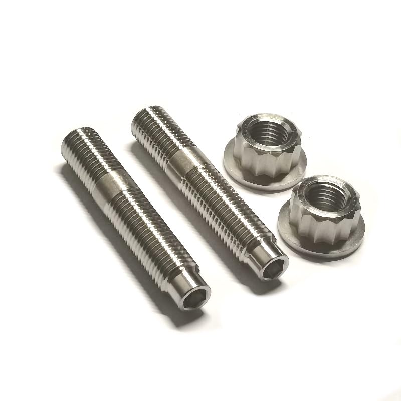 Zkensh-Bolts Gr5 TI6Al4Vi M10x1.25x55mm Titanium Alloy Automotive Exhaust Manifold Stud Bolts Nuts Washers Kit Set, 6PCS, Widely Used(Black,M8x40)