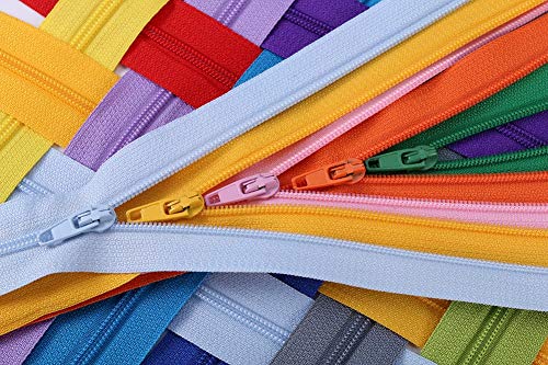 100 Pieces Nylon Coil Zippers, 9 Inch Colorful Sewing Zippers Supplies for Tailor Sewing Crafts(20 Assorted Colors)