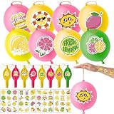 72 PCS Lemon Party Favors for Kids - 24 Punch Balloons & 48 Pre-Cut Temporary Tattoos, Lemonade Birthday Goodie Bag Fillers, Classroom Rewards for Boys Girls