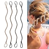 4 Pcs Spiral Braided Hair Ties for Sports,No Damage,Hair Bands for Gym, Yoga,Beach Activities,Non-Slip Elastic Ponytail Holders for Women Girls,17''(Mix Color) (41)