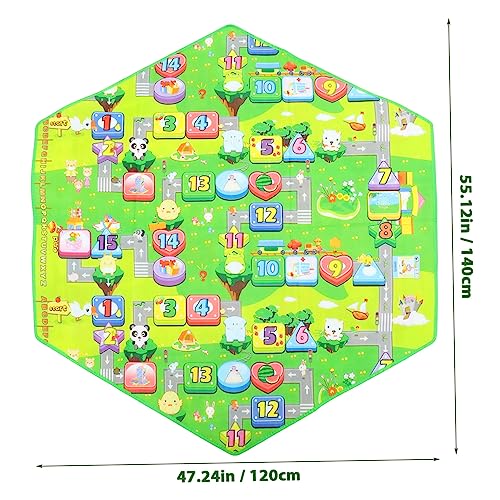 HOOTNEE Zeshoekig Spelmat Peuter Tapijt Tapijt Koraal Tapijt Nummer Leergebied Tapijt Tent Mat Kinderkamer Tapijt Flanel Baby Cartoon Vloerkussen Kruipen Tapijt Baby Vloermat Dikker - Afbeelding 4