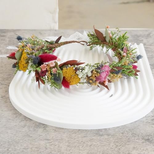 Corona de flores secas para boda miniatura 3