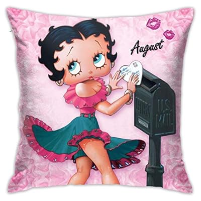 QIYUFANG Decorative Throw Pillow Cover, Pink Bet-ty Boo-p Square Throw Pillow Case Home Decor Soft Cushion Case for Sofa Bedroom Car 18 x 18 Inch
