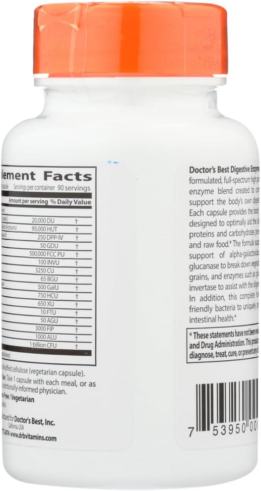Doctor's Best Best Digestive Enzymes, Vegetable Capsules, 90 Count