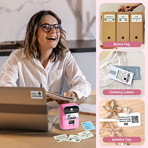 Image of Phomemo M110 Label Maker Portable Bluetooth Thermal Sticker Label Maker Printer for Address Barcode, Clothing, PhotoLogo, Jewelry, Retail, Business, Home, for iOS & Android, Print Black on White