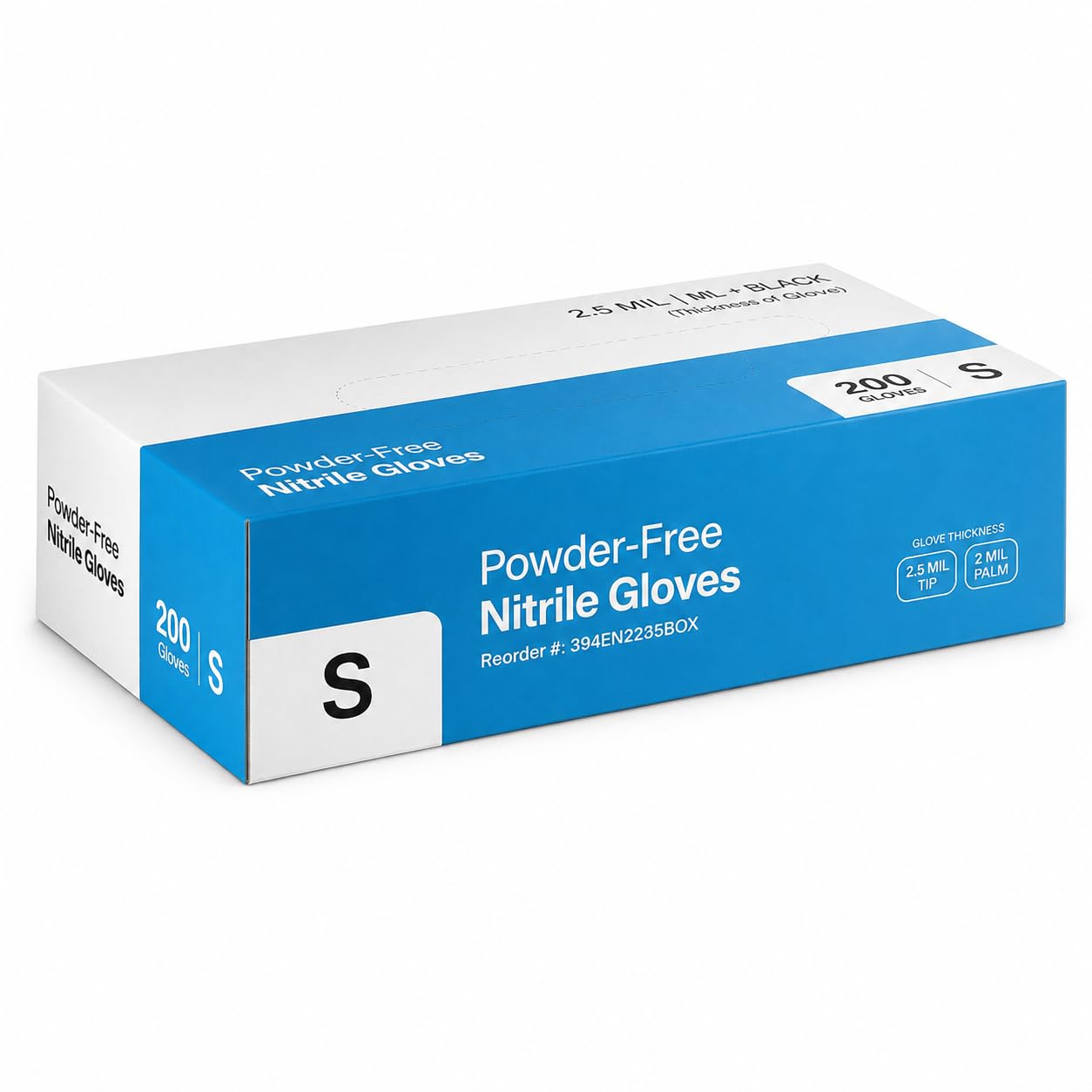Black Disposable Nitrile Gloves 2.5 Mil by Glownary – Large, Vinyl, Blue, Pack of 200, Model 394en225sbox