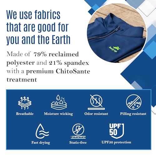 Men's Performance Quarter-Zip Pullover, Performance Athletic Long Sleeve Mock Neck Moisture (Light Navy)3