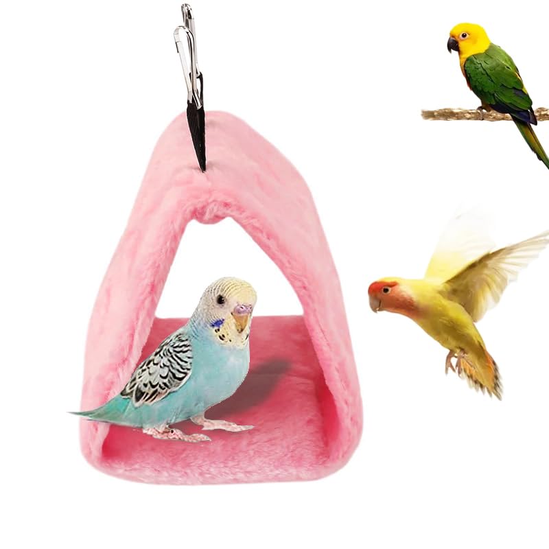 Bird Nest Snuggle Hut Soft Plush Hammock Hanging Cage Tent for Birds Parrot Winter Warm Bed Pet Toy for Hamster Parrot Macaw Budgies Eclectus Parakeet Cockatiels Cockatoo Lovebird (Pink)
