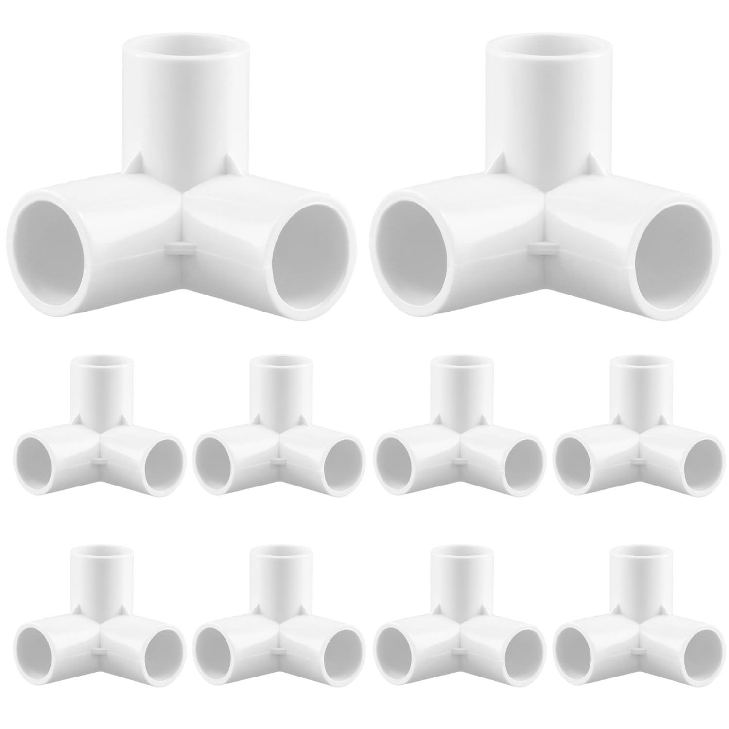 Qwork White Qwork® 10Pcs 3 Way Pipe Fittings, 20Mm Inner Diameter (White), Pvc Plastic Pipe Corner Connectors