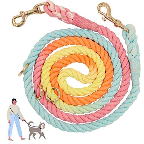 6.9Ft Hands Free Leash For Dogs,Colorful Adjustable Rope Dog Leash With Double Swivel Hook For Small Medium Large Dogs,Handmade Cotton Braided Dog Leash Rope #TOP2